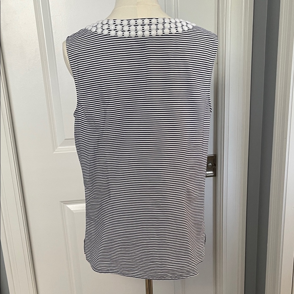 Talbots Striped Sleeveless Top with Beaded Neckline **FINAL OFFER** - Picture 4 of 9